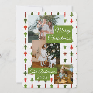 3 Foto Rot Weiß Grün Weihnachtsbaum Xmas Karte