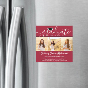 3 Foto Rot Weiß Magnetische Abschlussanzeige Magneteinladung