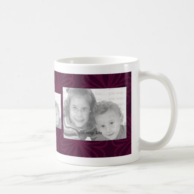 3 Foto-Schablonen-Tasse - Burgunder-Blumen Kaffeetasse (Rechts)