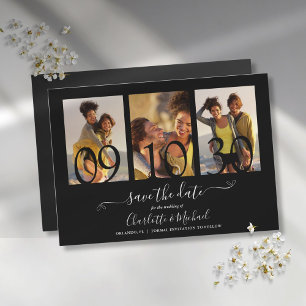 3 Foto Schwarz-Weiß Hochzeit Save The Date Magneteinladung