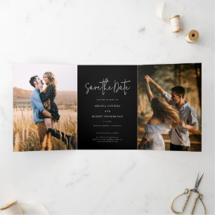 3 Foto Script Hochzeit speichern Dreifach Gefaltete Ankündigung