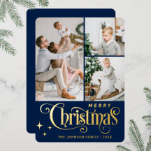 3 FOTO Sparkle Frohe Weihnachtsgrüße Gold