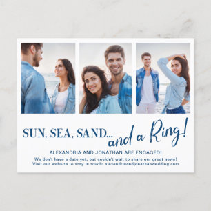 3-Foto-Strand-Hochzeitsankündigungs-Postkarte Ankündigungspostkarte