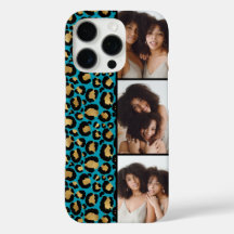 3 Foto Teal und Gold Leopardenprint