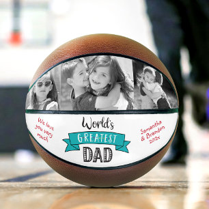 3 Foto Türkis Banner Weltbester Papa Fett Basketball