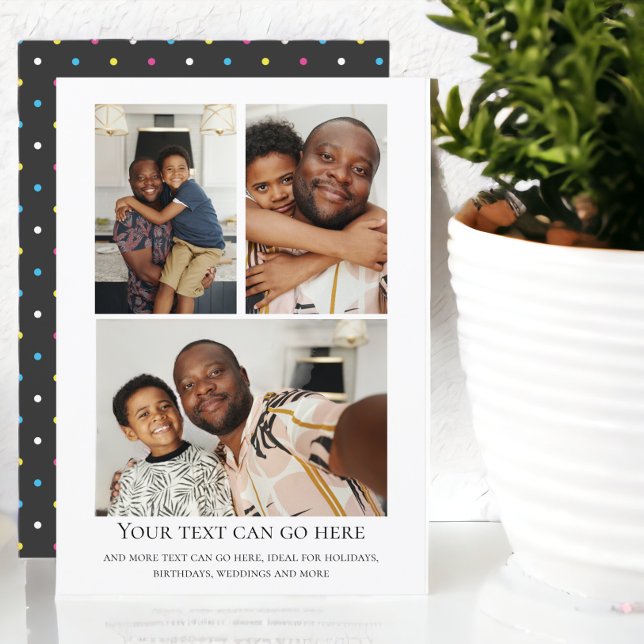 3 Foto- und Fleckpunkt-Back-Vorlage Karte (3 Photo and spotty dot back template flat card/invite from Ricaso. Make your own photo cards)