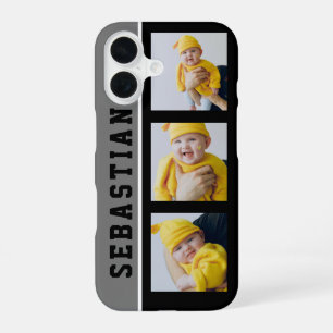 3 Foto und Name Einzigartig Maßgeschneidert Person iPhone 16 Hülle