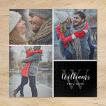 3 Foto von Leime und Custom Monogram Black<br><div class="desc">Erstellen Sie ein besonderes personalisiertes Geschenk mit Fotos Ihrer Hochzeit, Reisen, Enkel, Haustiere oder anderen Erinnerungen, die auf ein Puzzle gedruckt sind. Dieses Design verfügt über eine Foto-Collage Vorlage mit 3 Bildern und Ihrem Monogramm-Namen, dem ursprünglichen und etablierten Datum. Verwenden Sie die Entwurfswerkzeuge, um den Text zu bearbeiten, Hintergrundfarben auszuwählen...</div>