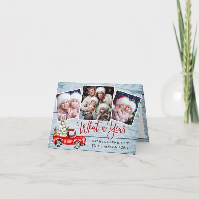 3 Foto Was für ein Jahr Weihnachten Red Farm Truck (Vorderseite)