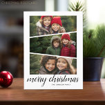 3 Foto Weihnachtsschrift - Horizontales Wedge Desi Feiertagspostkarte<br><div class="desc">Nutzen Sie drei horizontale oder landschaftliche Fotos und machen Sie einen einzigartigen und trendigen Frohen Weihnachtsgrüßen. Die Begrüßung wird in einer modernen,  unbedruckten Kalligraphie gezeigt,  die sich ändern lässt,  um Ihrem LieblingsSprichwort zu entsprechen. Wenn Sie etwas bewegen möchten,  klicken Sie auf die Schaltfläche Anpassen,  um Änderungen vorzunehmen.</div>