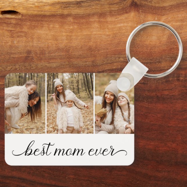 3 FotoCollage Beste Mama je Schlüsselanhänger (Vorderseite)