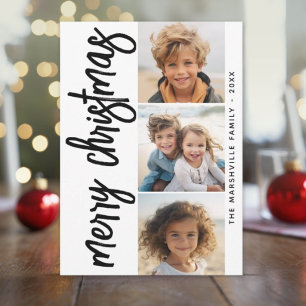 3 FotoCollage Frohe Weihnachten - Schwarz-weiß