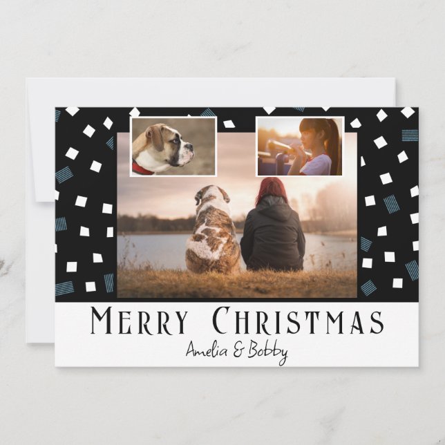 3 FotoCollage Moderne Schwarz-weiße Weihnachten (Vorderseite)