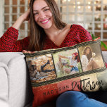 3 FotoCollage Rustikaler Abstrakter Personalisiert Dekokissen<br><div class="desc">3 Foto Collage Rustic Abstrakter Personalisierter Name Akzent Kissen Kissen Kissen Kissen Kissen Kissen Kissen Kollage bietet eine Foto Collage von drei Ihrer Lieblings-Fotos mit Ihrem personalisierten Namen in einfachen schwarzen Skript auf einem abstrakten Hintergrund. Personalisieren Sie den Text durch Bearbeiten in den bereitgestellten Textfeldern. Perfektes Geschenk zum Geburtstag, Weihnachten,...</div>