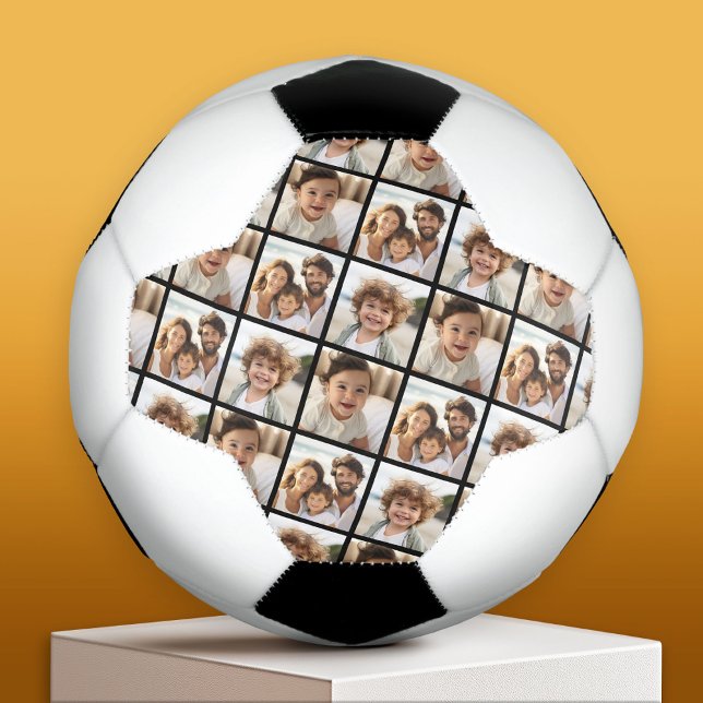 3 FotoCollage - Stagased Pattern - Schwarz Fußball (Custom Soccer Ball)