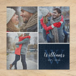 3 FotoCollage und benutzerdefinierte Monogramme |<br><div class="desc">Erstellen Sie ein besonderes personalisiertes Geschenk mit Fotos Ihrer Hochzeit, Reisen, Enkel, Haustiere oder anderen Erinnerungen, die auf ein Puzzle gedruckt sind. Dieses Design verfügt über eine Foto-Collage Vorlage mit 3 Bildern und Ihrem Monogramm-Namen, dem ursprünglichen und etablierten Datum. Verwenden Sie die Entwurfswerkzeuge, um den Text zu bearbeiten, Hintergrundfarben auszuwählen...</div>