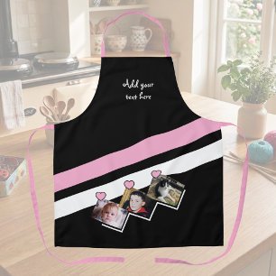 3 Fotos benutzerdefinierter Text schwarz pink Schürze