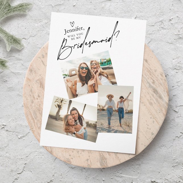 3 Fotos Bridesmaid Vorschlag für eine Karte Vorlag (Von Creator hochgeladen)