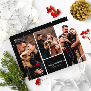 3 Fotos Collage Stylisch Frohe Weihnachten Schwarz Einladung