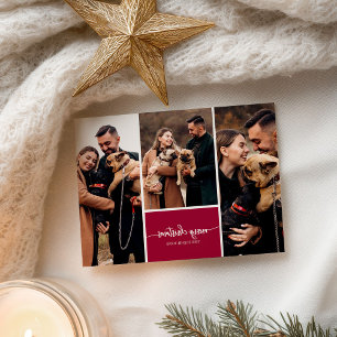 3 Fotos Collage Stylische Schrift Frohe Weihnachte Postkarte