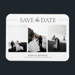 3 Fotos Elegante klassische Hochzeit speichern das Magnet<br><div class="desc">3 Fotos Elegante klassische Hochzeit Sichern Sie das Date Magnet Die elegante klassische Hochzeit speichern Das Date Magnete sind die perfekte Möglichkeit, Ihre Hochzeit für Ihre Gäste anzukündigen. Die Foto-Collage zeigt die Eleganz und den Charme des Designs mit seiner eleganten Typografie und der klassischen Schwarz-Weiß-Farbpalette. Das Design besticht durch Eleganz...</div>