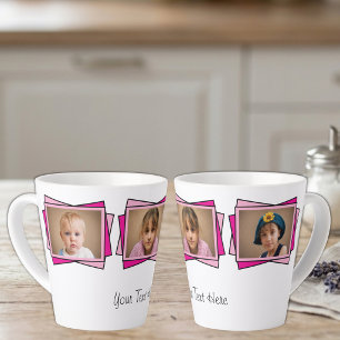 3 Fotos Fügen Sie Ihren Text rosa hinzu Milchtasse