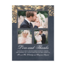 3 Fotos Gold und Navy Hochzeit Vielen Dank