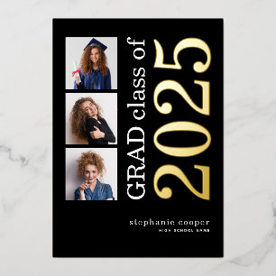 3 Fotos Grad 2025 Real Gold Foil Ankündigung