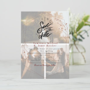 3 Fotos laden zu elegantem Weiß ein Save The Date