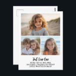 3 Fotos - Minimales Design - Schwarzer Text auf We Postkarte<br><div class="desc">Ein einfaches Foto-Raster mit Platz für 3 Bilder und 2 Textblöcke. Das Design ist modern und minimalistisch mit schwarzem Schriftzeichen auf weißem Hintergrund. Eine lustige Möglichkeit,  Erinnerungen zu erfassen und mit Freunden und Familie zu teilen.</div>