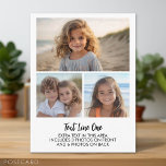 3 Fotos - Minimales Design - Schwarzer Text auf We Postkarte<br><div class="desc">Ein einfaches Foto-Raster mit Platz für 3 Bilder und 2 Textblöcke. Das Design ist modern und minimalistisch mit schwarzem Schriftzeichen auf weißem Hintergrund. Eine lustige Möglichkeit,  Erinnerungen zu erfassen und mit Freunden und Familie zu teilen.</div>