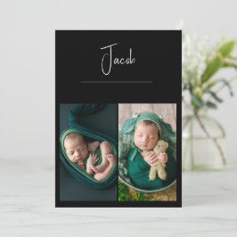 3 Fotos Simple Baby Black Birth Ankündigung