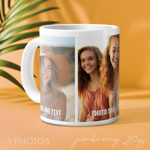 3 Fotos und Text hinzufügen - Einfache Collage - M Jumbo-Tasse
