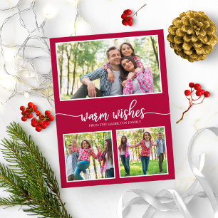 3 Fotos Warme Wünsche Einfache Moderne Weihnachten Postkarte