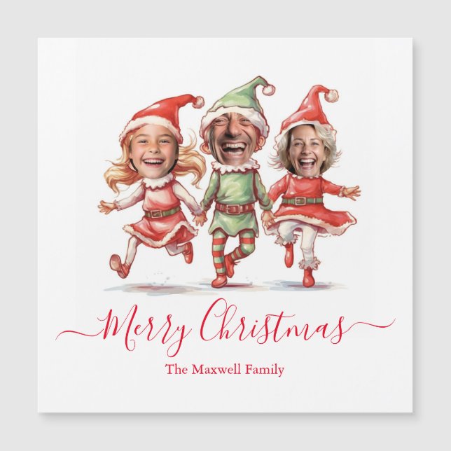 3 Fotos Weihnachtselfen Magnetkarte (Vorderseite)