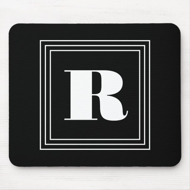 3 Frame Monogramm | Schwarz/Weiß Mousepad (Vorne)