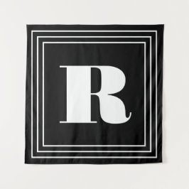 3 Frame Monogramm | Schwarz/Weiß Wandteppich