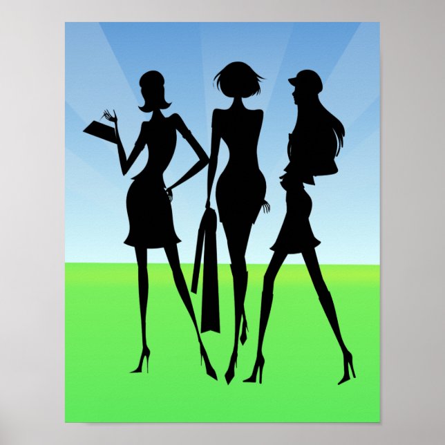 3 Frauen kaufen Freunde Poster (Vorne)