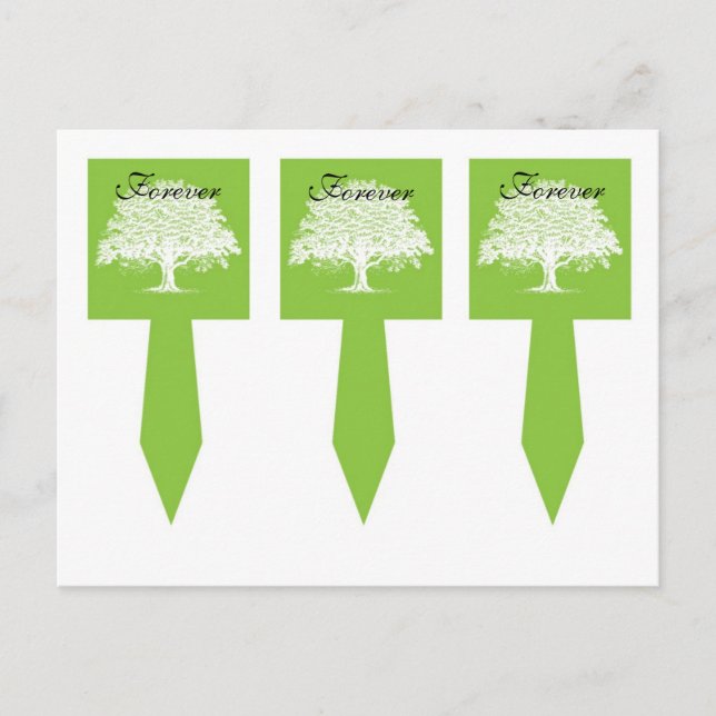 3 Frühlingsbaum Grün/Weiß Hochzeitscupkuchen Picks Postkarte (Vorderseite)