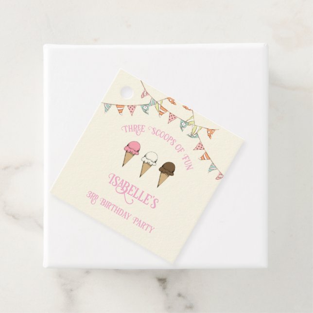 3 Fun 3. Geburtstag Eiscreme Party Geschenkanhänger (Beispiel)