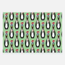 3 Funny Pinguin Weihnachten Geschenkpapier Set