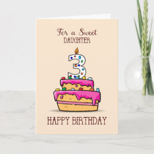 3. Geburtstag, 3. Geburtstag, auf Sweet Pink Cake Karte