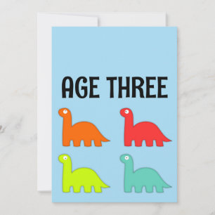3. GEBURTSTAG ALTER 3 T-REX SÜßE INDIVIDUELLE EINL EINLADUNG