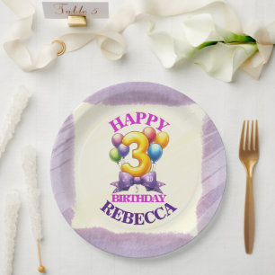3. Geburtstag Ballon Thema Pappteller