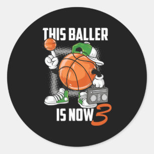 3. Geburtstag Basketball Spieler Sonnige 3 Jahre a Runder Aufkleber