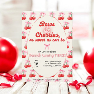 3. Geburtstag Coquette Cherries Bubble Letters Einladung