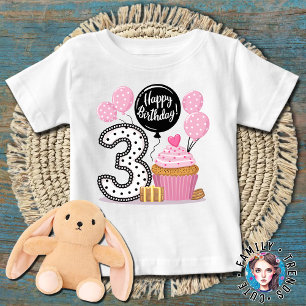 3. Geburtstag CUPCAKE Baby T-shirt