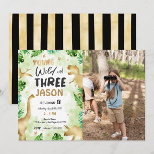 3. Geburtstag, Dinosaur Geburtstags-Foto Einladung