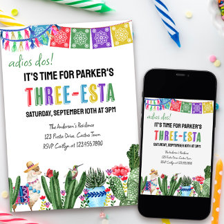 3. Geburtstag Drei-Esten-farbenfrohe mexikanische  Einladung