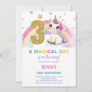 3. Geburtstag Einhorn Geburtstag Einladungen